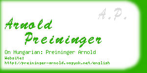 arnold preininger business card